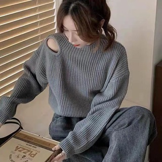 Áo Len Tay Dài Trễ Vai Phong Cách Hàn Quốc