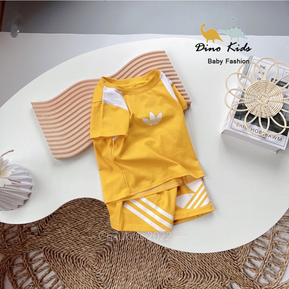 Bộ bé trai cộc tay mùa hè chất cotton ADI 4 màu áo phối vai cho bé