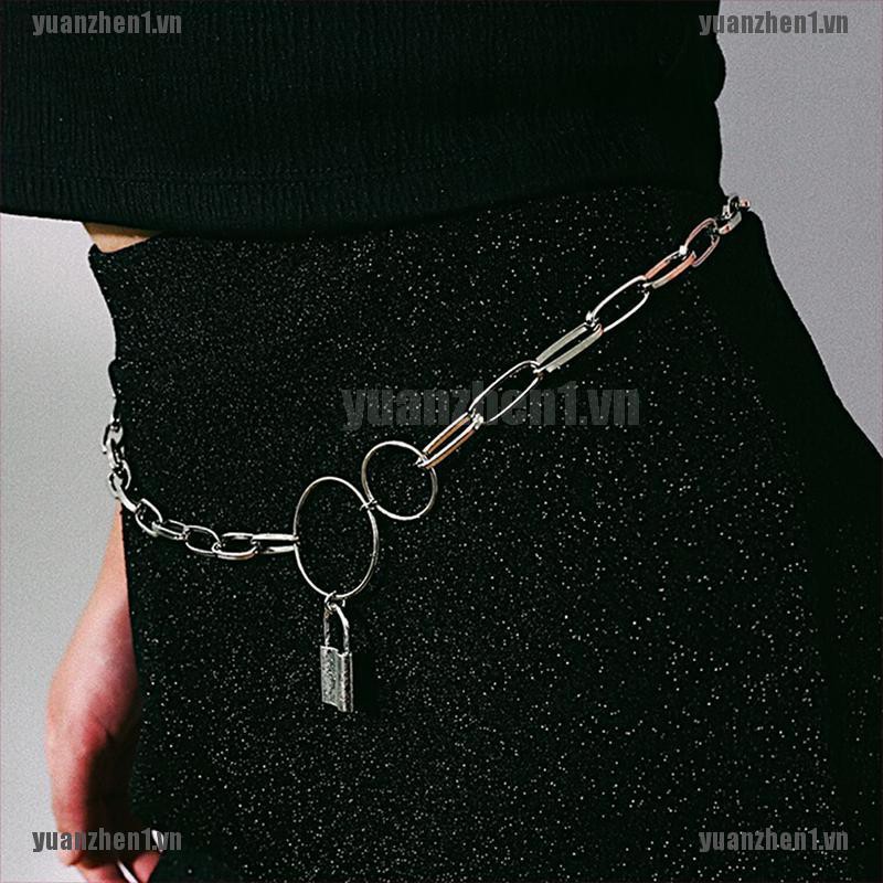 [YUANZHEN1] Thắt Lưng Xích Khóa Kim Loại Goth Phong Cách Punk Cho Nữ