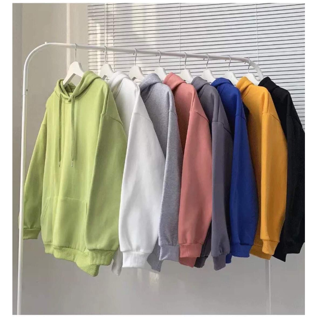 { Ảnh Thật }Áo Hoodie Trơn Nam Nữ Basic Nỉ Ngoại Mềm Mịn Thoáng Khí Thoải Mái Hoạt Động Trẻ Trung