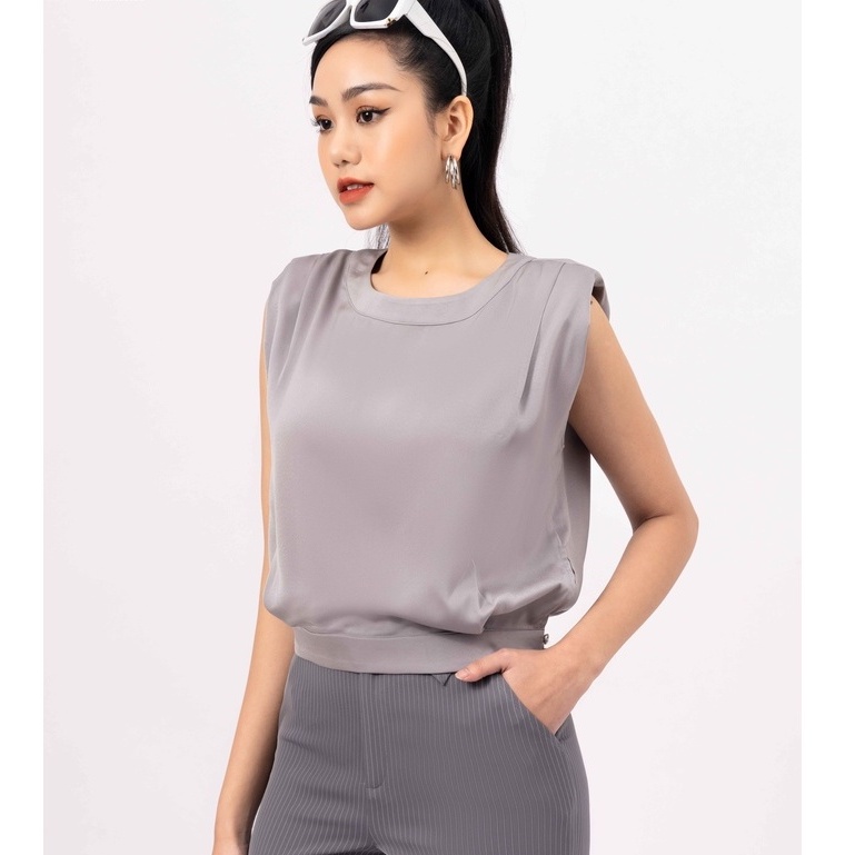 Áo croptop cổ tròn ,sát nách đai gấu FIONA F551000