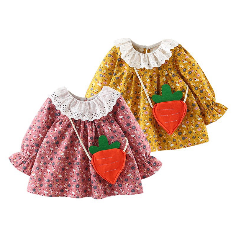 Đầm cotton dài tay xinh xắn cho bé gái