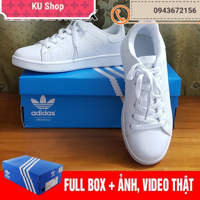 giày stan smith trắng gót bạc nam nữ