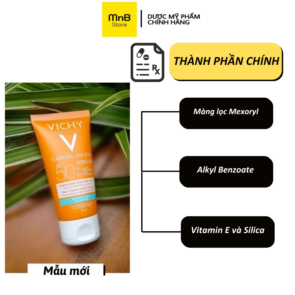 Kem Chống Nắng Vichy Emusion Ideal Soleil SPF50 Mattifying Face Fluid Dry Touch 50ml