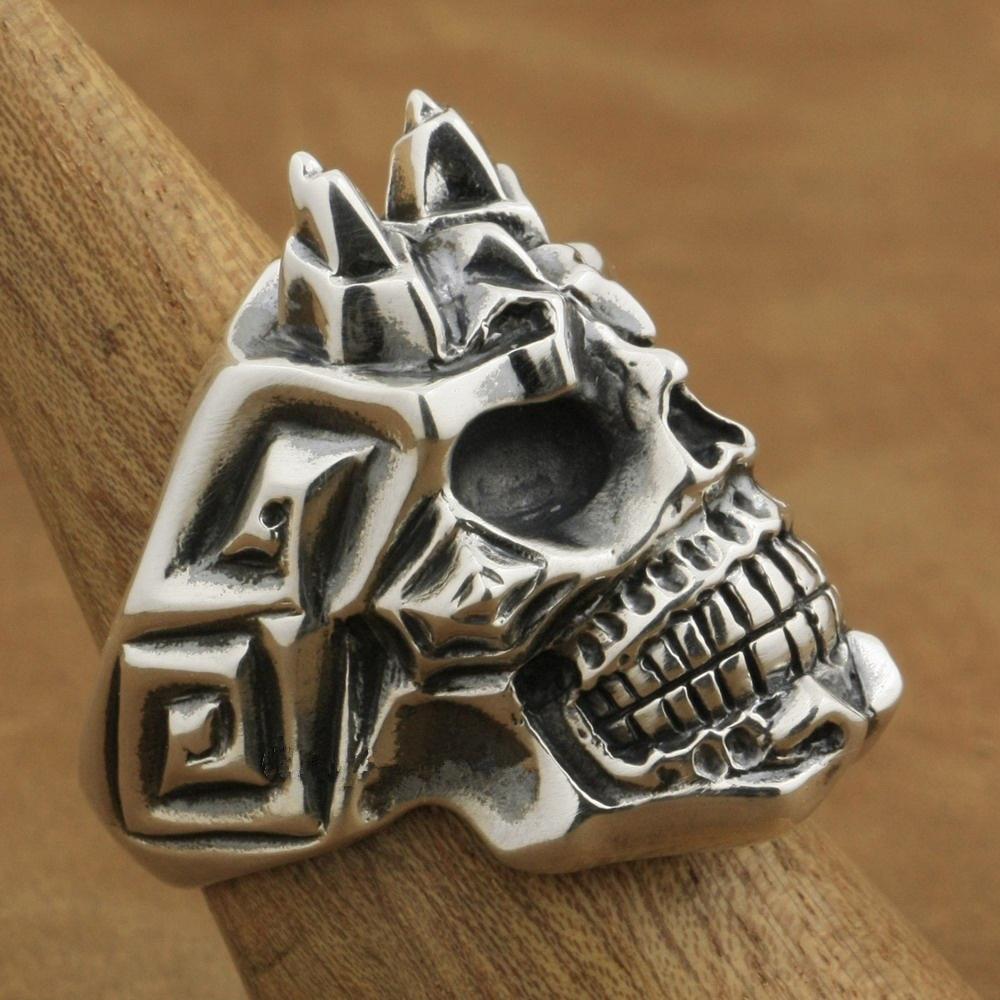 Nhẫn Thép Titan Thiết Kế Mới Hình Đầu Lâu Phong Cách Gothic Punk Cổ Điển Dành Cho Nam