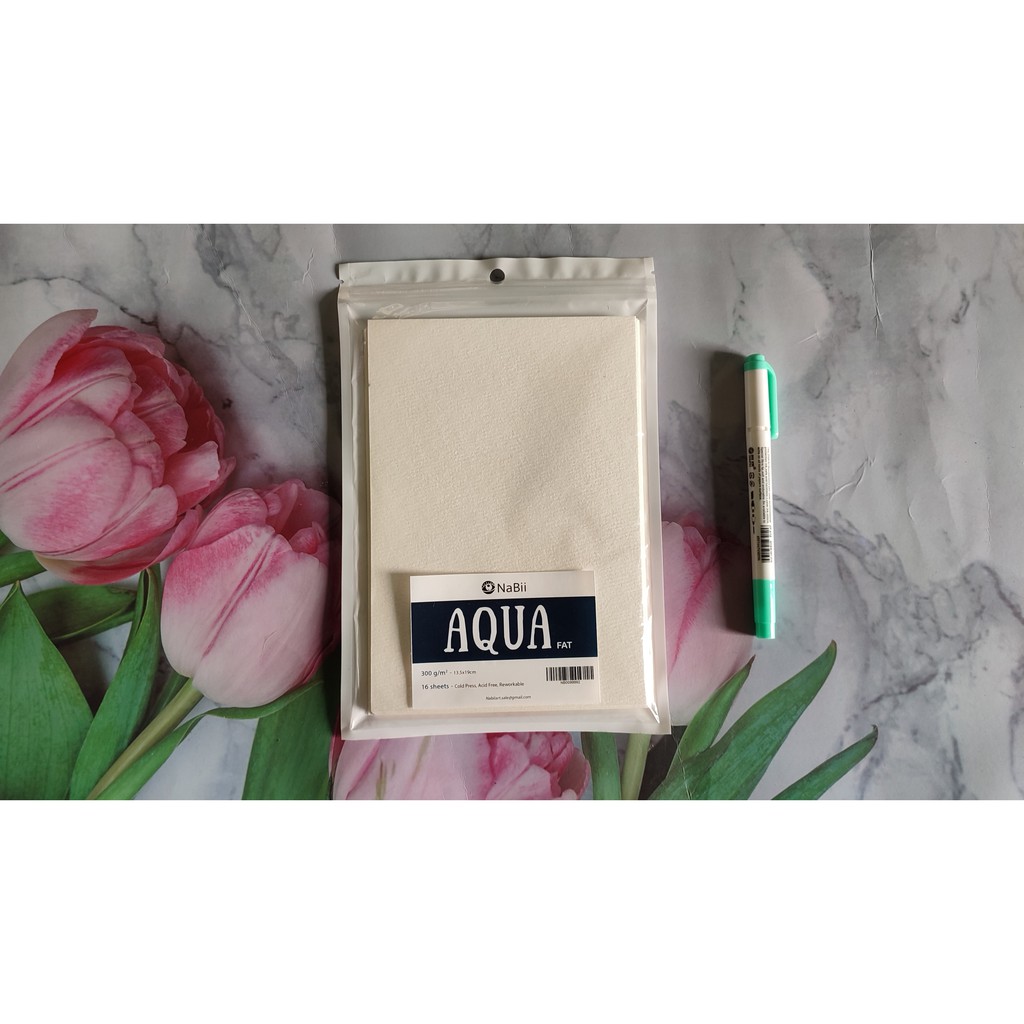 Giấy / sổ vẽ màu nước, màu acrylic Nabii Aqua Fat 300gsm dạng Cold