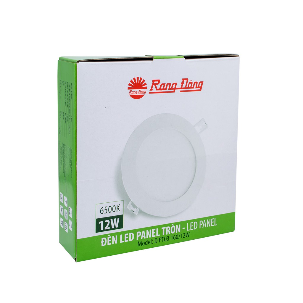 Đèn LED Panel tròn 12W siêu mỏng Rạng Đông, khoét lỗ 160mm, siêu sáng, Model: PT03 160/12W