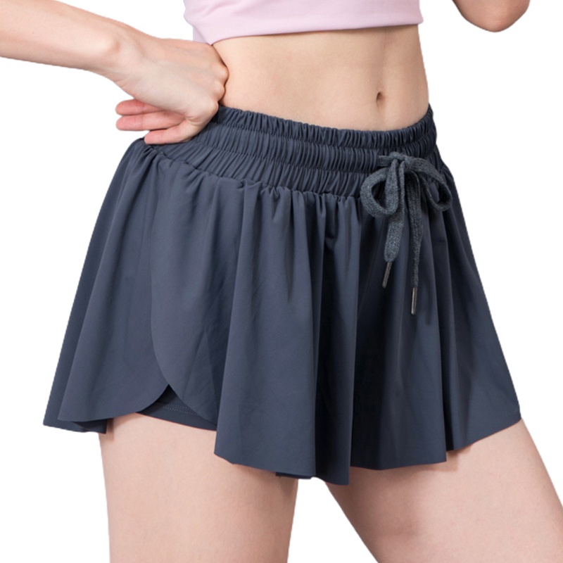 Quần Short Thể Thao Nữ &amp; Váy Tập Yoga &amp; Gym in Hoa Cạp Cao 2 Trong 1