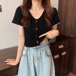 Áo len tăm mỏng cổ V có cúc nhiều màu