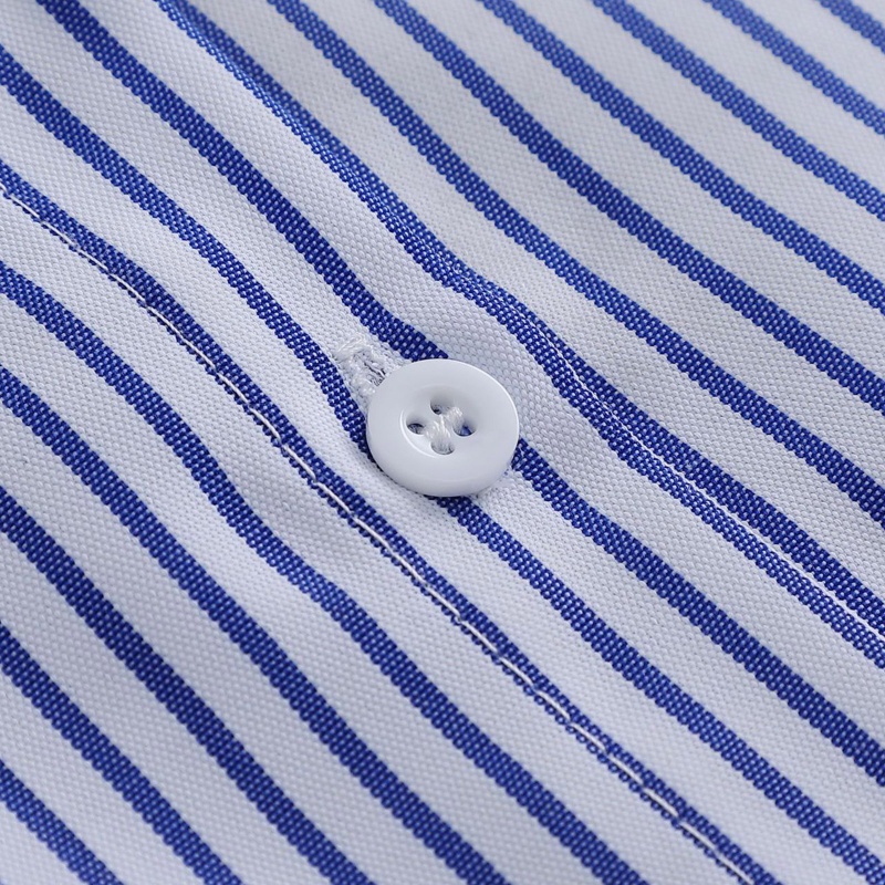 Áo Sơ Mi Tay Lửng Cổ Bẻ Họa Tiết Kẻ Sọc Màu Xanh Dương Có Thể Tháo Rời Thời Trang Cho Nữ