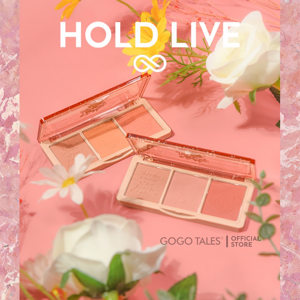 Phấn má hồng Hold Live 3 màu kiềm dầu chống thấm nước lâu trôi Secret Garden Blush HL461