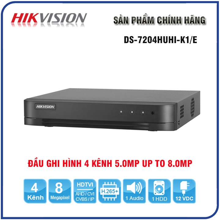 Đầu ghi hình HD TVI 5MP HIKVISION | HIVIZ PRO, HD-TVI 4/8 kênh - Không hỗ trợ cổng Alarm - Hàng chính hãng - BH 24 Tháng
