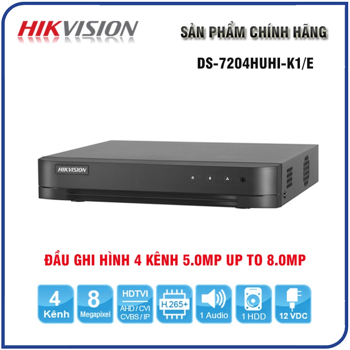 Đầu ghi hình HD TVI 5MP HIKVISION | HIVIZ PRO, HD-TVI 4/8 kênh - Không hỗ trợ cổng Alarm - Hàng chính hãng - BH 24 Tháng