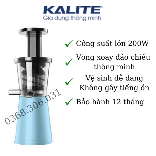 Máy ép chậm Kalite KL 530, Máy ép hoa quả công suất 200W, dung tích cối 250ml, hàng chính hãng BH 12 tháng