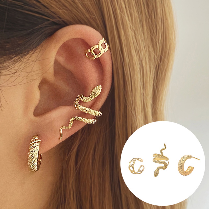 Set Khuyên Tai Hình Con Rắn Phong Cách Gothic Cổ Điển Dành Cho Nam Và Nữ