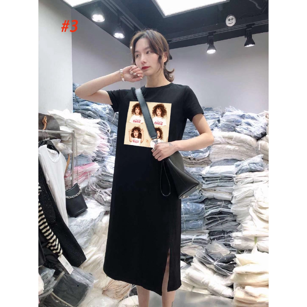 Đầm suông dáng dài tay ngắn in họa tiết hoạt hình dễ thương dành cho nữ | BigBuy360 - bigbuy360.vn