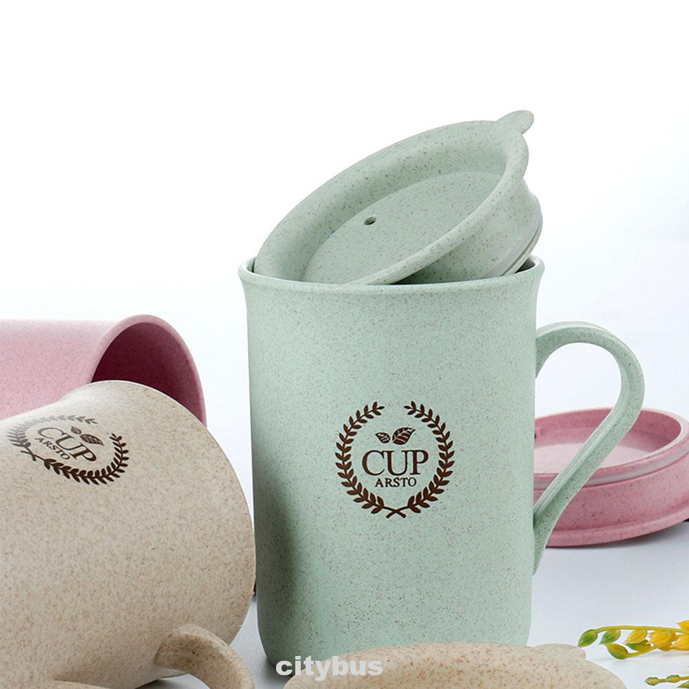 320ml Cup Coffee Tea Wheat Straw Lid Drinking Home Office Mug Travel Reusable Eco-friendly