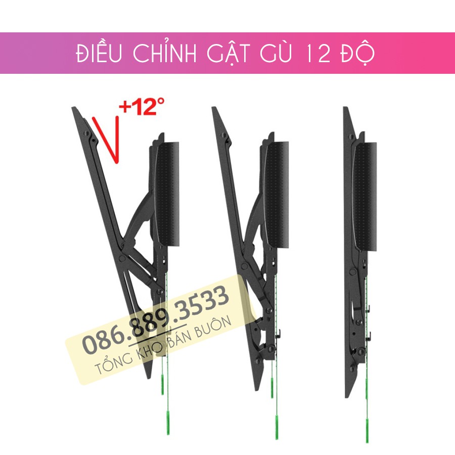 Giá Treo Tivi Gật Gù NB C2T 32 - 43 - 50 - 55 - 65 Inch - Điều Chỉnh Góc Nghiêng Tới 12 Độ Dễ Dàng