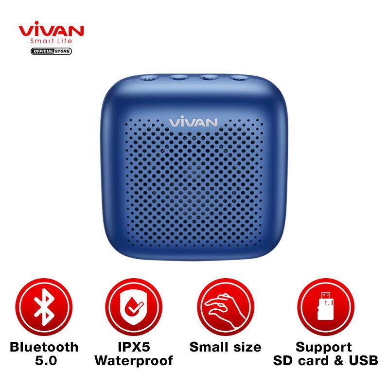 12.12 Hot Deals- Loa TWS Bluetooth 5.0 VIVAN Chống Nước IPX5 Công suất 5W 1800mAh Playtime đến 10H -VS1