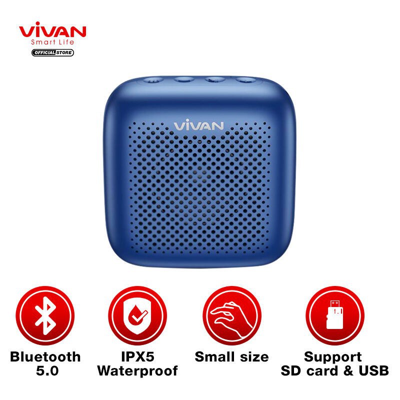 Loa TWS Bluetooth 5.0 VIVAN Chống Nước IPX5 Công suất 5W 1800mAh Playtime đến 10H -VS1