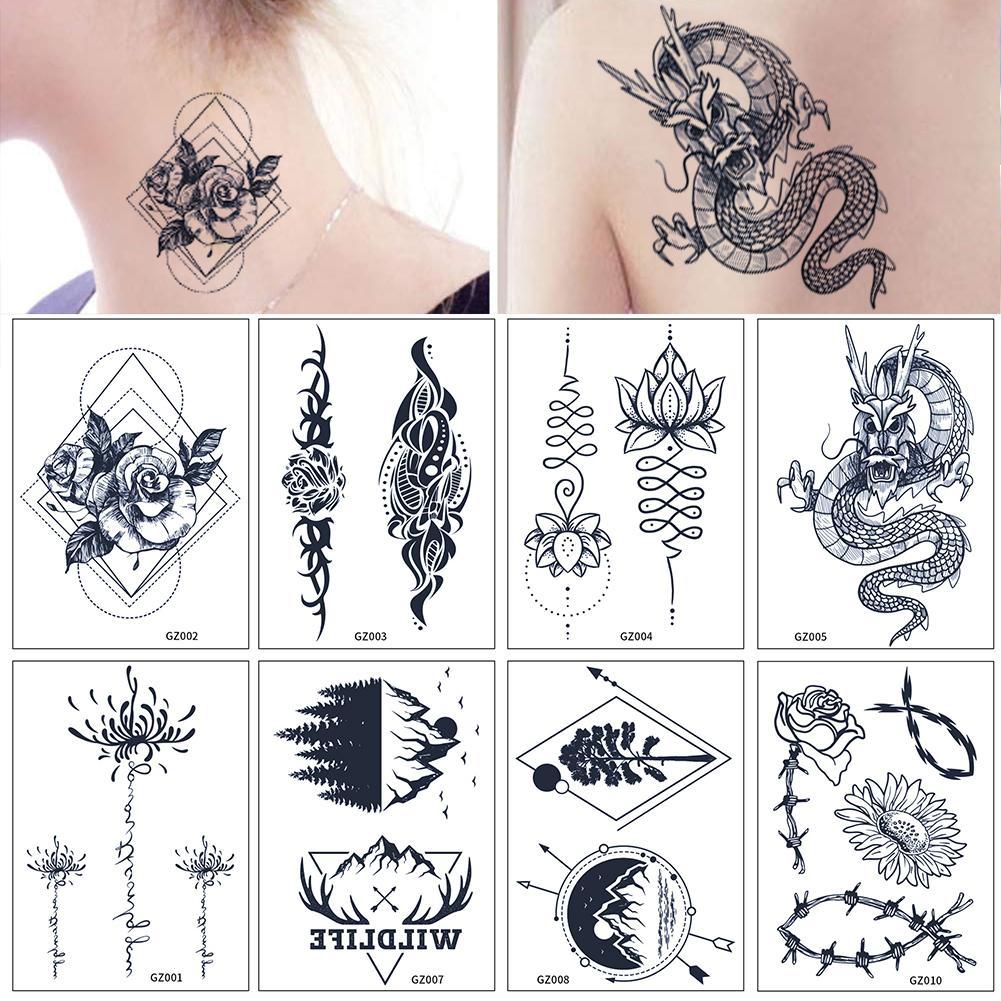 [Hàng mới về] Hình Xăm Dán Cánh Tay S7D2 Họa Tiết Rồng Và Hoa Chống Thấm Nước Lâu Trôi | BigBuy360 - bigbuy360.vn