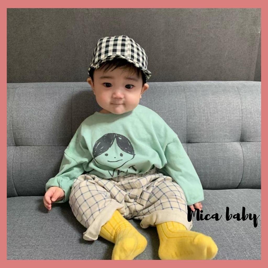 Mũ lưỡi trai mềm họa tiết kẻ caro đáng yêu cho bé Mica Baby MH126