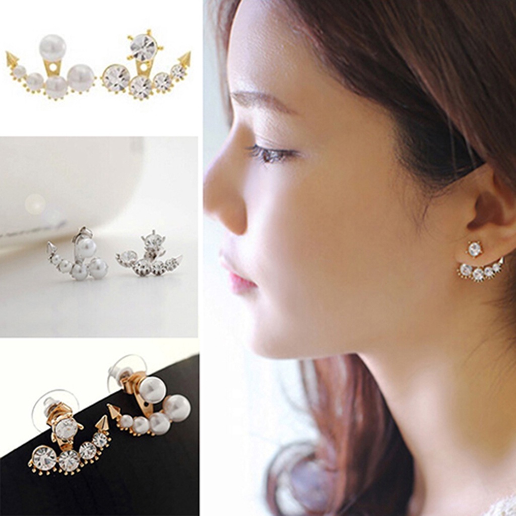 Cặp khuyên vành tai đính đá quý nhân tạo xinh xắn sang trọng dành cho nữ