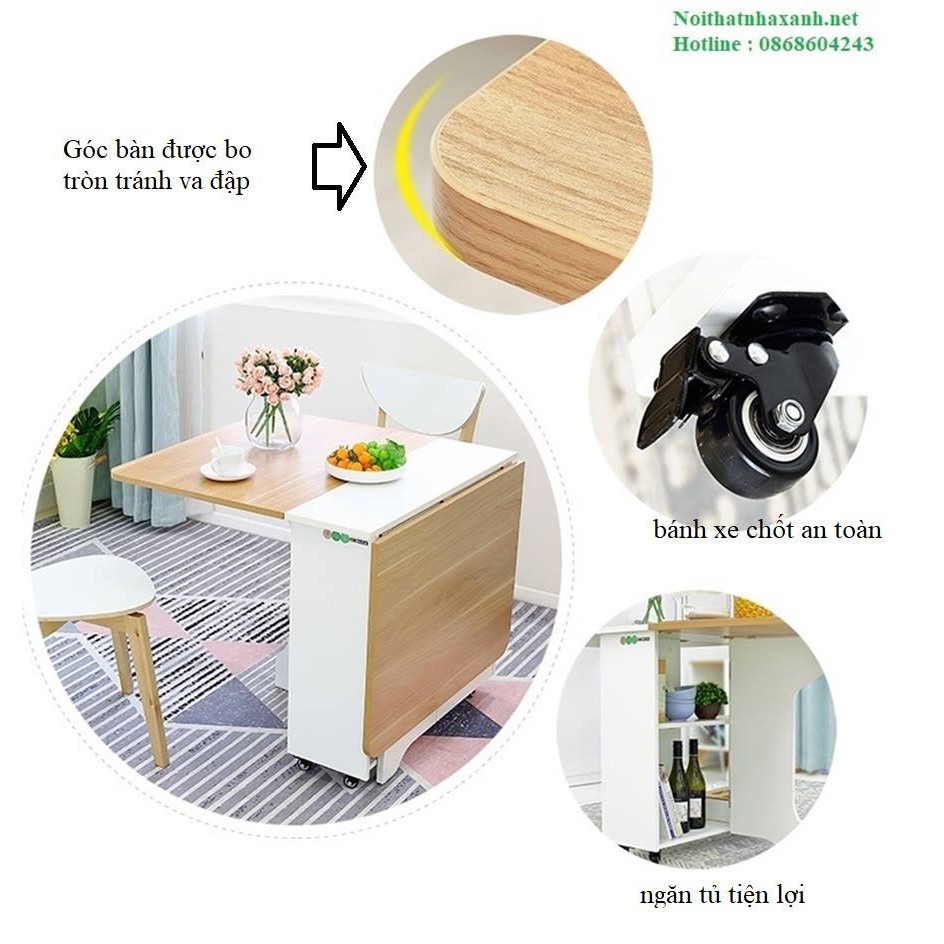 Bàn Ăn Thông Minh Gấp Gọn Cao cấp loại 1(bảo hành 2 năm lỗi đổi trả trong 1 tuần) | BigBuy360 - bigbuy360.vn