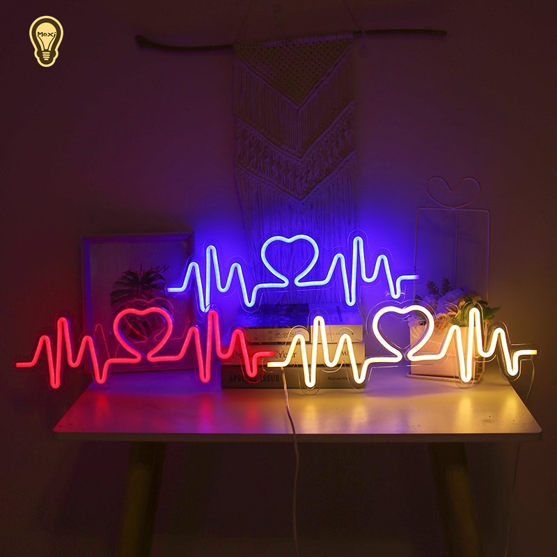 【TẶNG MÓC TREO 】Đèn led neon nhiều mẫu Nhịp đập Trái tim  quà tặng VALENTINE trang trí DECOR phòng ngủ  USB MOXI.