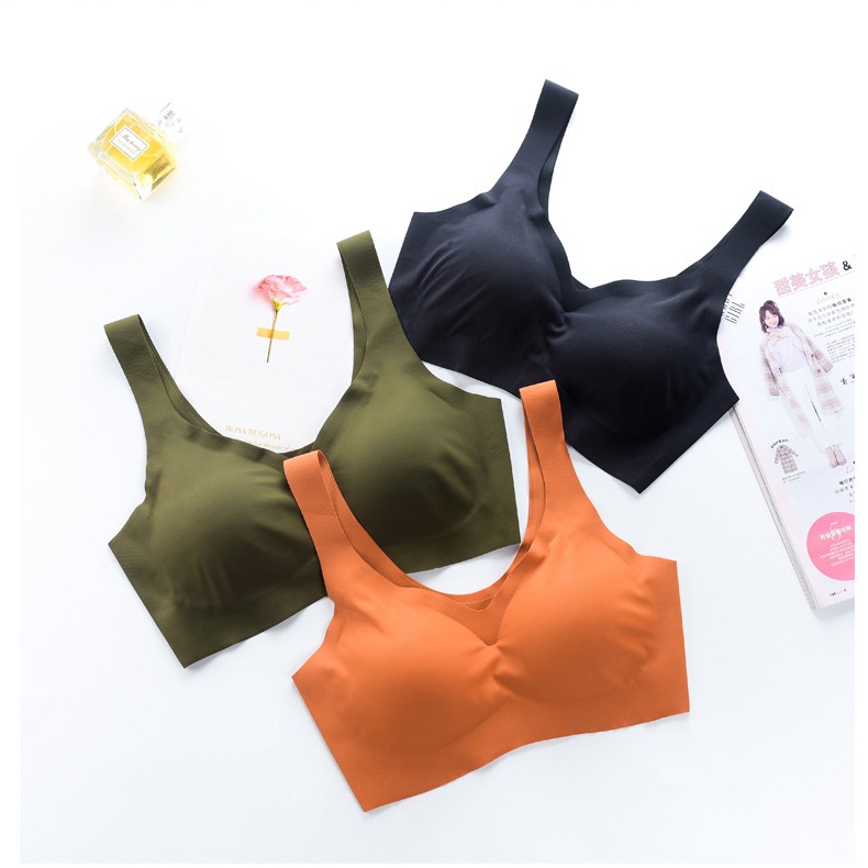 Áo Ngực Thể Thao Không Gọng Vải Lụa Lạnh Thoải Mái Cho Nữ
