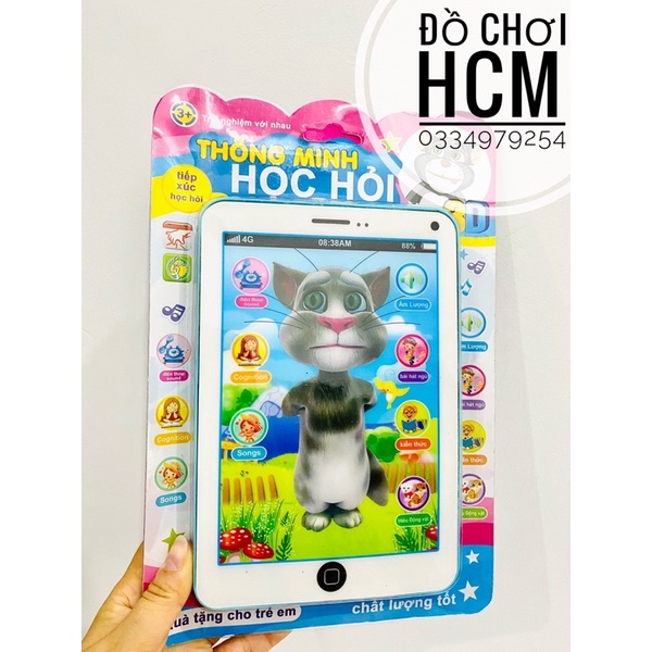 [TIẾNG VIỆT CÓ CLIP] Đồ chơi ipad/ điện thoại mèo tom thông minh, biết kể chuyện, làm thơ, chơi nhạc, ru bé ngủ