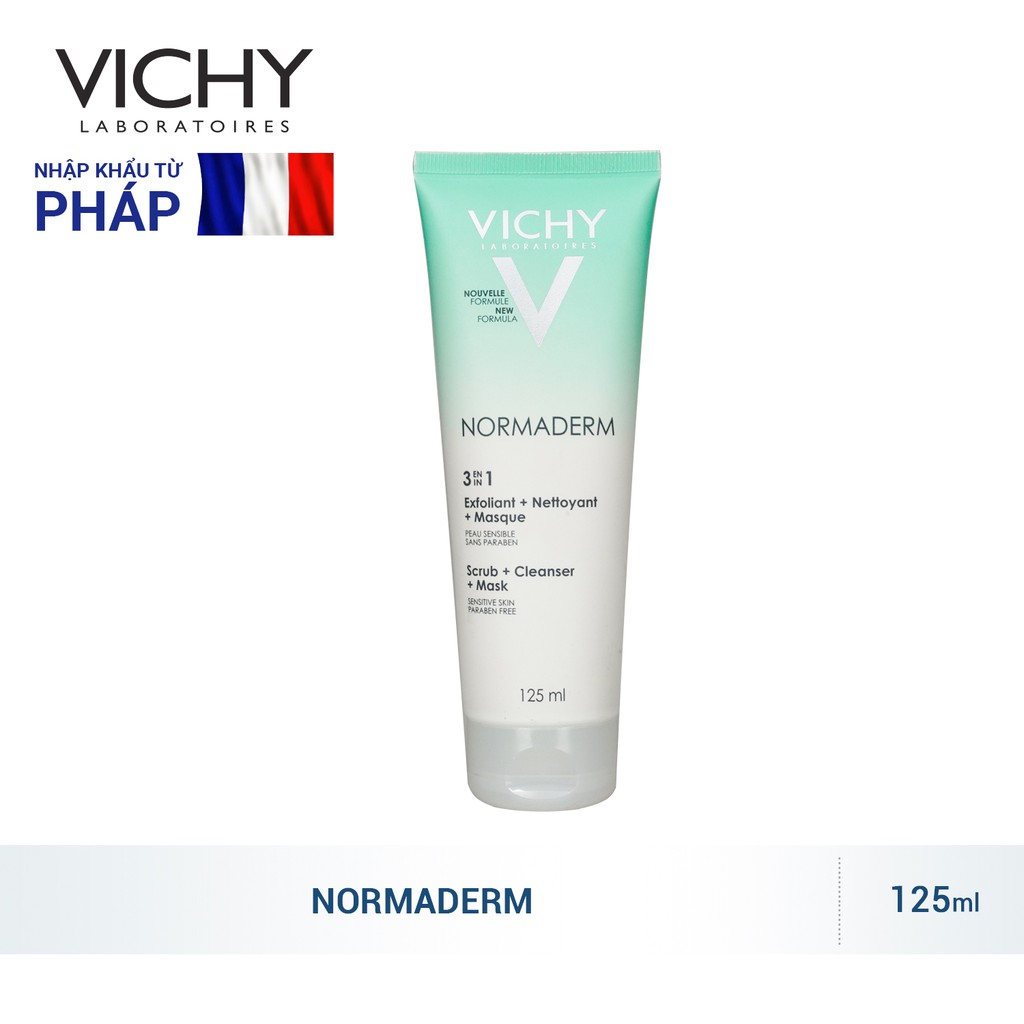 Kem Tẩy Tế Bào Chết Vichy 3 Tác Động 125ml Normaderm 3 in 1 Scrub + Cleanser + Mask