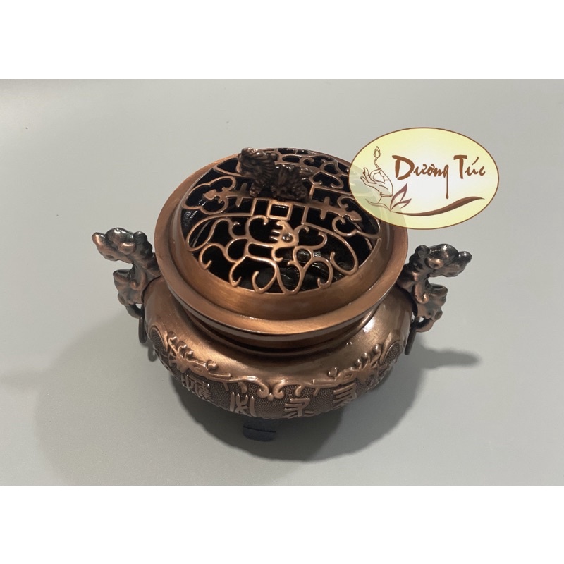 Lư Xông Trầm Hương - Hai Con Rồng - bằng hợp kim