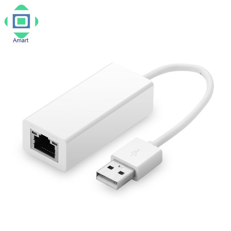 Cổng kết nối USB 2.0 với cáp mạng RJ45 Ethernet tốc độ 10/100 Mbps kích thước 65x20x15mm có dây cáp 13cm cho laptop