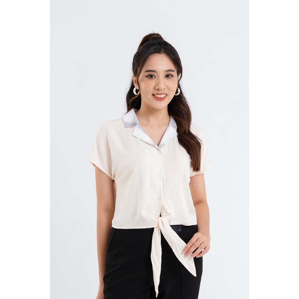 Áo Sơ Mi LAMER Cổ Bẻ Vai Liền Buộc Vạt L61H22H084