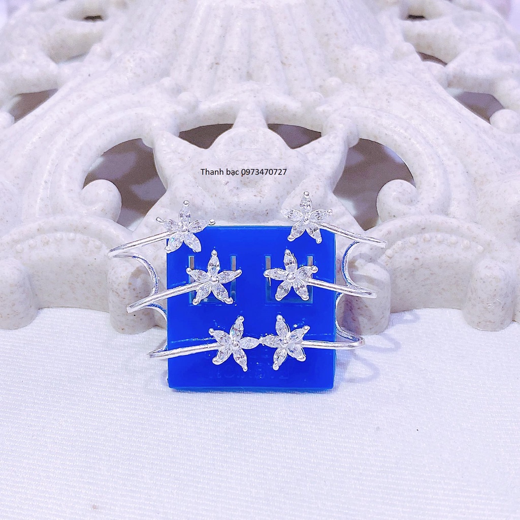 Bông tai nữ - bông tai nữ 3 cánh hoa bạc ta - phụ kiện thời trang