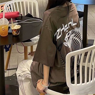 Áo thun FASHMILY 100% cotton tay ngắn cổ tròn dáng rộng thời trang mùa hè phong cách Hàn Quốc cho nữ có size lớn 4XL