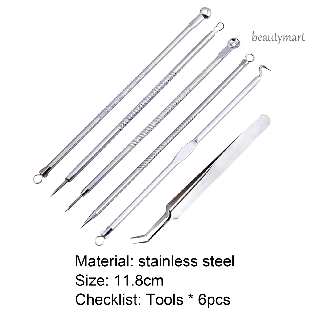 [Hàng mới về] Bộ 6 dụng cụ nặn mụn đầu đen bằng thép không gỉ cao cấp