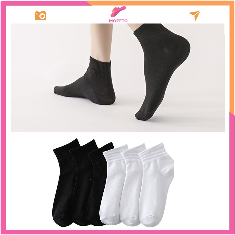 Tất vớ cổ ngắn nữ nam trơn cute , tất cổ lửng unisex phong cách Hàn Quốc; T13 - MOZETO