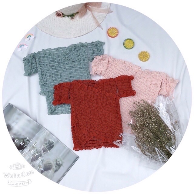 [Mã FAMAYWA giảm 10K đơn 50K] Áo trễ vai nhún đắp chéo , áo croptop trễ vai siêu xinh | BigBuy360 - bigbuy360.vn