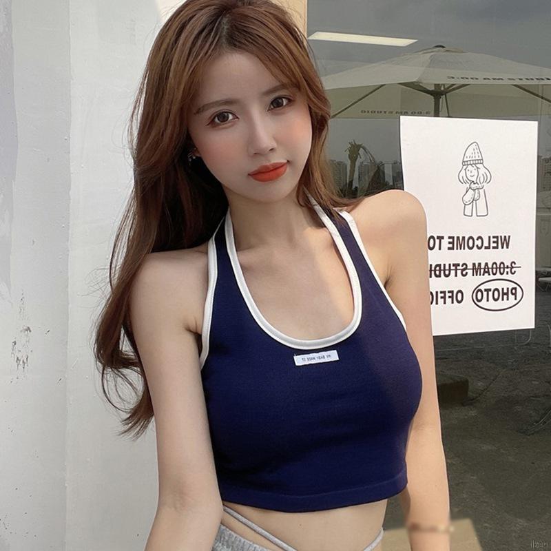 Áo croptop dệt kim hoạ tiết chữ thiết kế quyến rũ