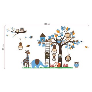 Decal dán tường vườn thú xanh