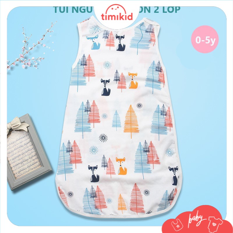 [COTTON 100%] Túi Ngủ Mùa Hè, Thu Cho Bé Vải Xô Cotton 2 Lớp Thoáng Mát, Mềm Mịn (Từ 0-5 tuổi)