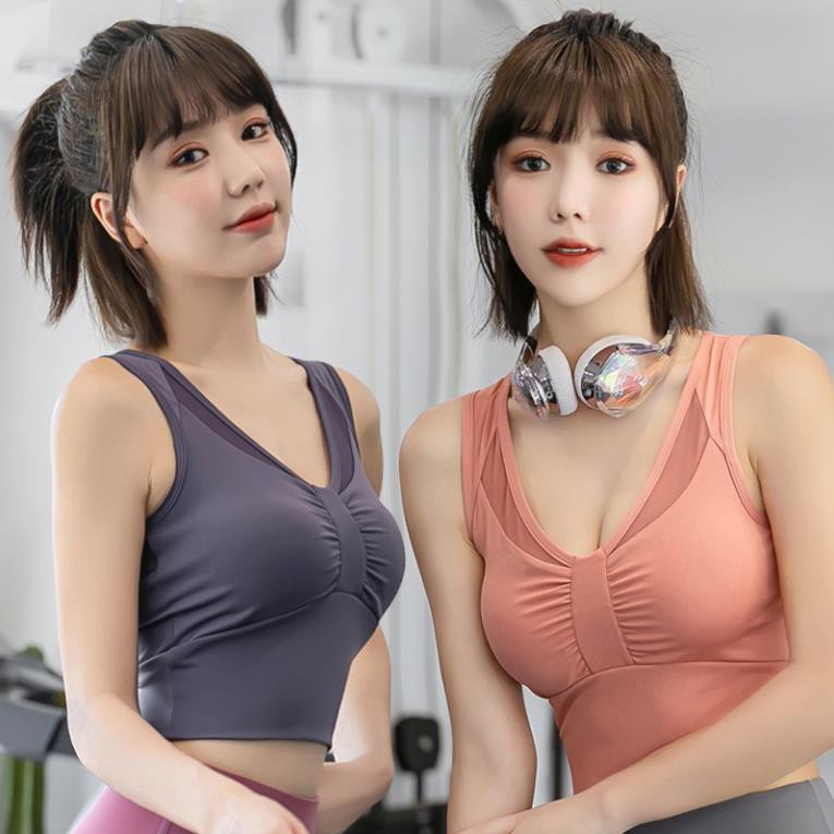 Áo bra tập gym nữ Louro LA46, kiểu áo croptop body nhún ngực sẵn mút, dùng tập thể thao, gym, yoga, zumba  ྇