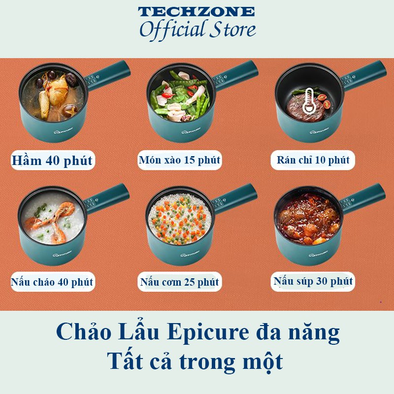 (Hot)  Nồi Điện Đa Năng Mini Epicure Dung Tích 1.8 lít, Nồi Lẩu Chống Dính Cao Cấp Có Đến 6 Chế Độ,Nấu Lẩu,Hầm Cháo..