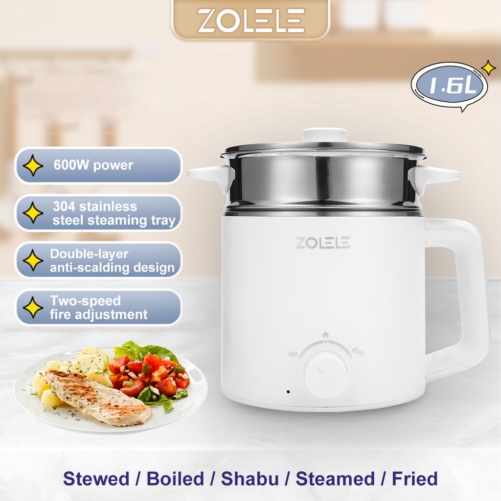 Nồi lẩu điện đa năng ZOLEL ZC301 1.6L 600W chức năng nấu lẩu chiên xào hấp luộc