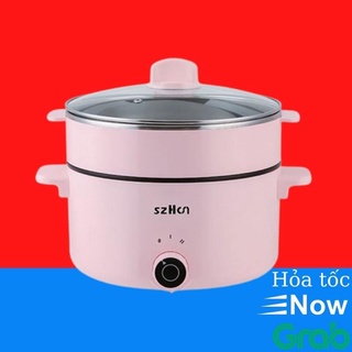 Nồi lẩu điện đa năng 2 tầng chống dính cao cấp 2,5- 3 Lít, nồi lẩu điện da năng sử dụng chiên, xào, hấp
