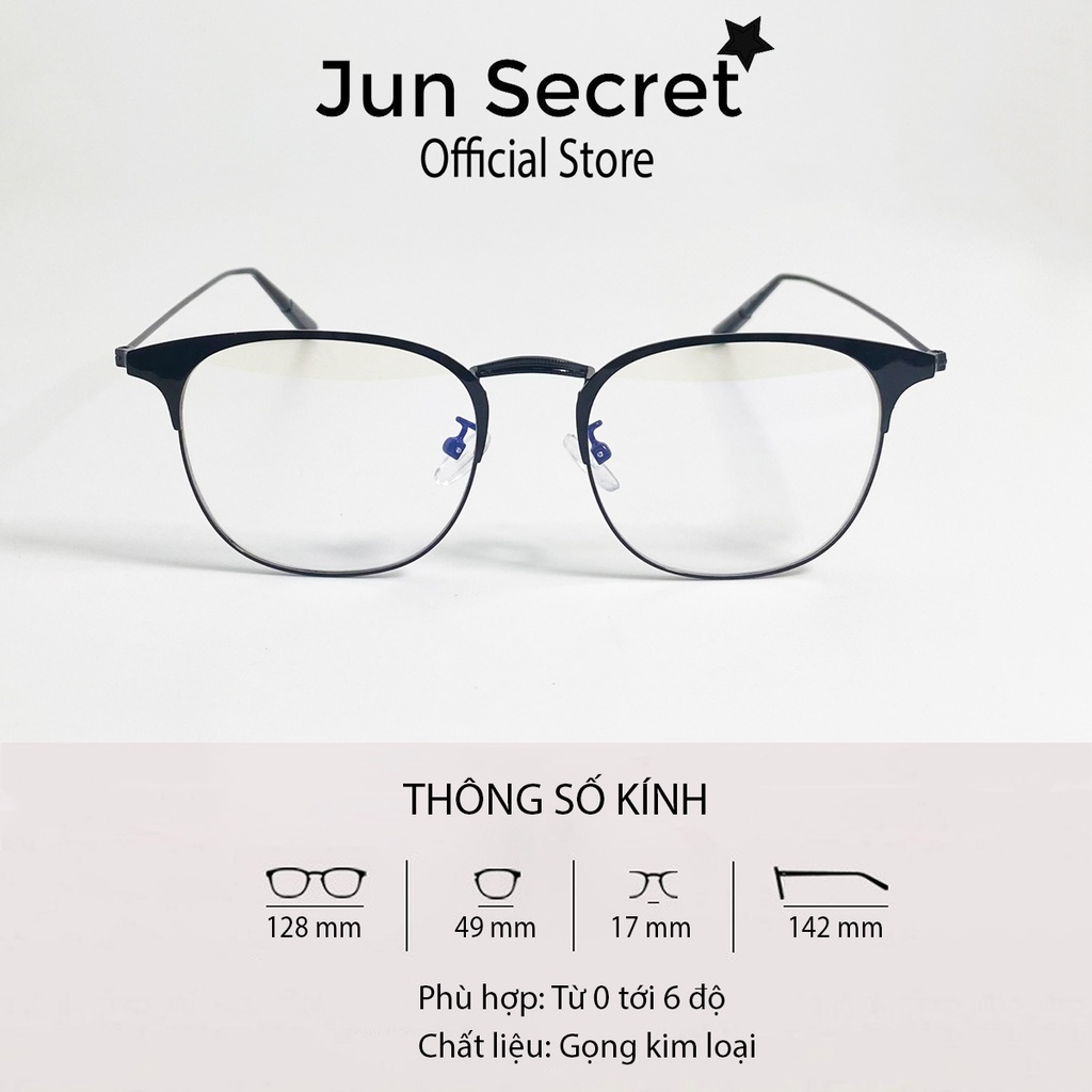 Kính giả cận nam nữ thời trang thương hiệu Jun Secret JS52255 gọng kim loại,chống bụi, chống tia UV