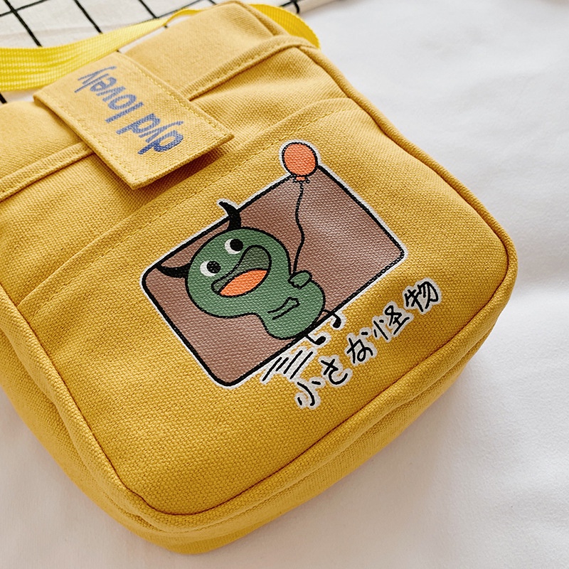 Túi Đeo Vai Vải Canvas In Họa Tiết Hoạt Hình Dễ Thương Cho Nữ