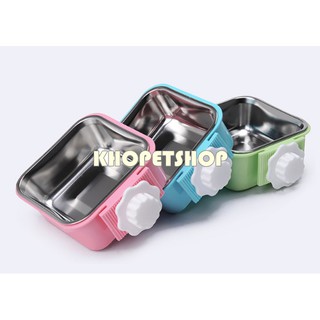 Bát ăn inox gắn chuồng cho thú cưng